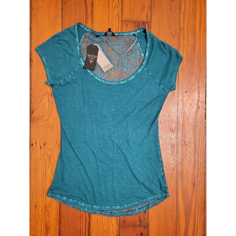 Guess Los Angeles Womens S Black Lace Sheer Turquoise Summer Sexy Breathable